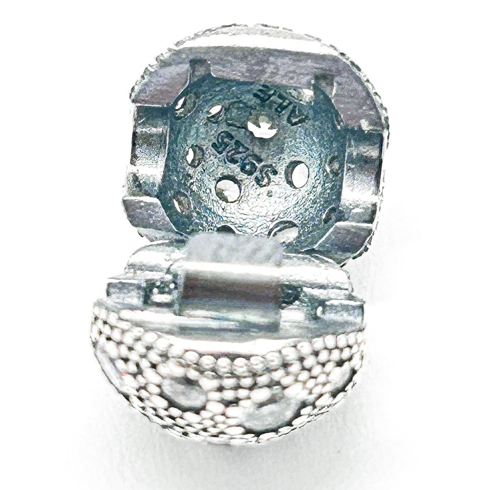 NWOT Pandora moments compatible white zirconia clasp charm, Sterling silver - Picture 4 of 9